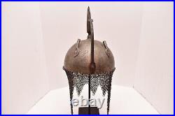 Islamic Indo-Persian Helmet Engraved W Chainmail Armor