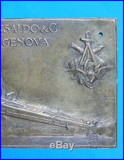 Italian Pre WW2 Gio. Ansaldo & C. Genova Artillery signed Copper Plaque Medal