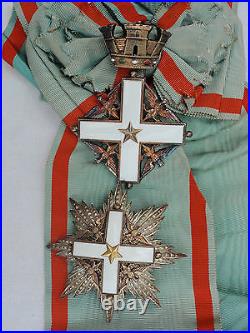 Italy Republic Order Of Merit Grand Cross Badge Sash & Breast Star. Silver. Vf+