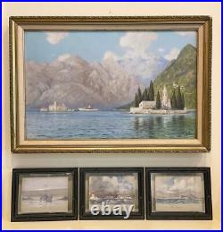 JOHANN SEITS LOT of 7 WATERCOLOR GOUACHES of ASTOR YACHT & USS McFARLAND NAVY