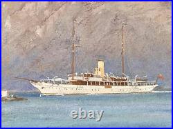 JOHANN SEITS LOT of 7 WATERCOLOR GOUACHES of ASTOR YACHT & USS McFARLAND NAVY