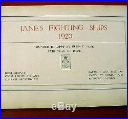 Jane's Fighting Ships Book 1920 ORIGINAL Worlds Naval Warships Catalog post WW1