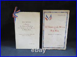 July 3-4 1919 WWI General Pershing Honor Dinner Menu Republique Francaise Paris