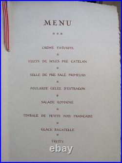 July 3-4 1919 WWI General Pershing Honor Dinner Menu Republique Francaise Paris