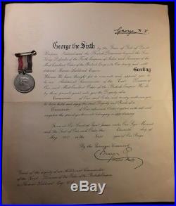 KING GEORGE VI ROYAL CERTIFICATE SIGNED on May 11, 1937 & CORONATION MEDAL LOT