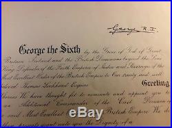 KING GEORGE VI ROYAL CERTIFICATE SIGNED on May 11, 1937 & CORONATION MEDAL LOT