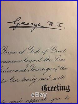 KING GEORGE VI ROYAL CERTIFICATE SIGNED on May 11, 1937 & CORONATION MEDAL LOT