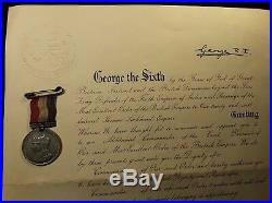 KING GEORGE VI ROYAL CERTIFICATE SIGNED on May 11, 1937 & CORONATION MEDAL LOT