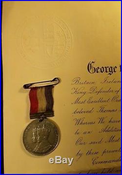 KING GEORGE VI ROYAL CERTIFICATE SIGNED on May 11, 1937 & CORONATION MEDAL LOT