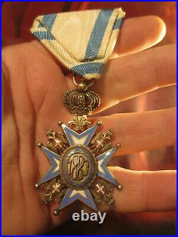 Kingdom YUGOSLAVIA Order Saint Sava Officer Cross Green Robe Serbian Medal 1921