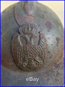 Kingdom of Yugoslavia WWII Army combat helmet adrian cockade old antique hat WW2