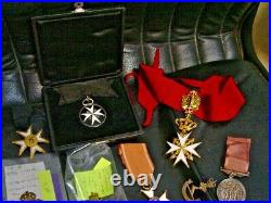 LOT/12 MEDALS ORDER of St John/KNIGHTS OF MALTA BREAST BADGE + 8-Canada & ww2