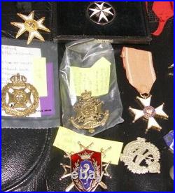 LOT/12 MEDALS ORDER of St John/KNIGHTS OF MALTA BREAST BADGE + 8-Canada & ww2