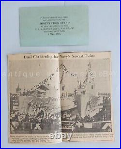 LOT 1938 U. S. S. STACK rowan CHRISTENING EPHEMERA michael stack congress SEAFORD