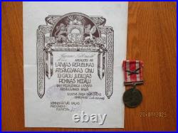 Latvia Medal Liberation War 1918- 1928 With Document To Estonian Soldier 23-26