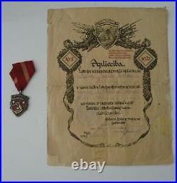 Latvia Military First Independence Medal With Certificate 1918