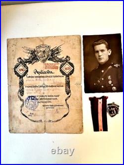 Latvian Liberation war Commemorative medal 1918-1920 + Certificate + Photograph