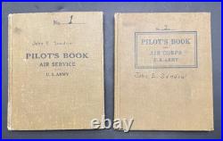 Lot of 2 NAMED Pilot's Book Log Air Service U. S. Army USAAS INTERWAR 1930s