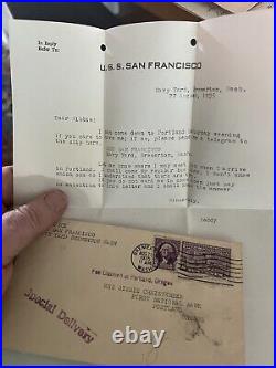 Lot of USN Personal Sailor Letters & Postmarks USS San Francisco Memphis Langley
