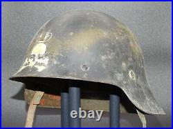 M-26 Spanish Civil War Helmet ELITE UNIT MARKINGS, NAMED, GOOD LINER & Chinstrap