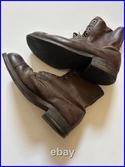 MS012 Genuine WW2 Swiss Military Combat Field Boots brown leather US 11 Rare