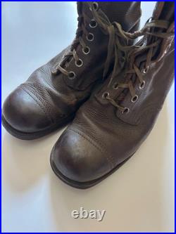 MS012 Genuine WW2 Swiss Military Combat Field Boots brown leather US 11 Rare