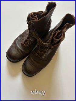MS012 Genuine WW2 Swiss Military Combat Field Boots brown leather US 11 Rare