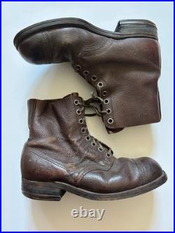 MS012 Genuine WW2 Swiss Military Combat Field Boots brown leather US 11 Rare MS012 Genuine WW2 Swiss Military Combat Field Boots brown leather US 11 Rare