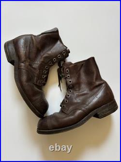 MS012 Genuine WW2 Swiss Military Combat Field Boots brown leather US 11 Rare