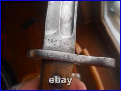 Mexican model 1910 mauser rifle bayonet w scabbard & leather frog SIMSON & Co