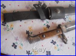Mexican model 1910 mauser rifle bayonet w scabbard & leather frog SIMSON & Co