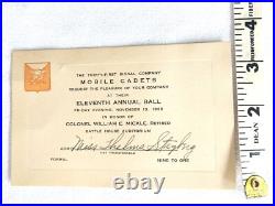 Mobile Cadets 31st Signal Co. Vintage Formal Military Ball Invitation 1936