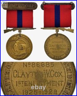 N? 86685 China Marine Corps Good Conduct Medal Numbered Named Clayton Cox 1929