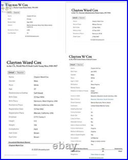 N? 86685 China Marine Corps Good Conduct Medal Numbered Named Clayton Cox 1929