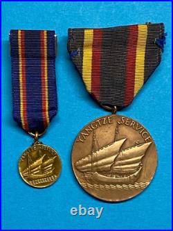 NAVY, YANGTZE SERVICE MEDAL, M. No. 11368, FULL WRAP BROOCH, CHINA SAILORS & MINI