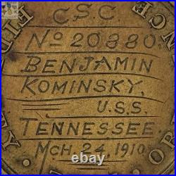 Named 1910 Navy Good Conduct Medal Cbm Benjamin Kominsky Numbered Ww1 +research
