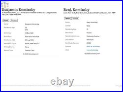 Named 1910 Navy Good Conduct Medal Cbm Benjamin Kominsky Numbered Ww1 +research