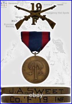 Named Army Philippine Insurrection Campaign Medal Cpl. Sweet 19th Inf. +research