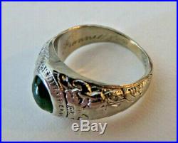 Naval Academy 14K White Gold Military Ring 8 Grams Engraved 3-11-31 Size 5.5