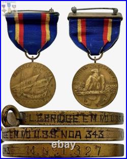 Navy Yangtze Medal Good Conduct Group Numbered Named Electrician Mate Leo Bridge