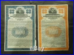 Nazi Bank Clearing Association 2x $1000- German Gold Dollar Bonds USA Printed