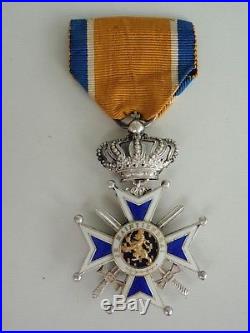 Netherlands Orange Nassau Order Knight Grade With Swords. Silver. Rare! Vf+