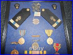 Numbered 2nd Nicaragua Campaign-WW2 USN Named Medal/Insignia Lot Warrant Off NR