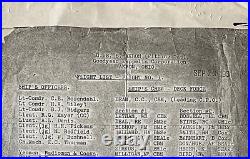 ORIGINAL AIRSHIP USS AKRON FLIGHT LIST FLIGHT NO. 1 SEPT 23, 1931 c1970's