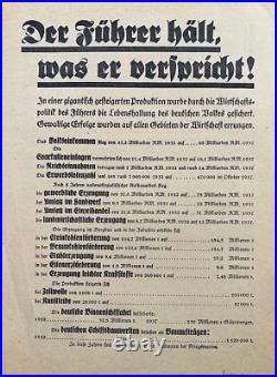ORIGINAL PRE-WW2 FINAL GERMAN PARLIAMENTARY ELECTIONS of 1938 BROADSIDE