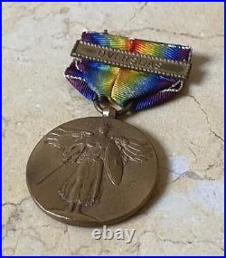 ORIGINAL! WW1 U. S. VICTORY MEDAL with ORIGINAL RIBBON and OVERSEAS CLASP