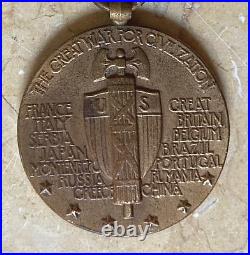 ORIGINAL! WW1 U. S. VICTORY MEDAL with ORIGINAL RIBBON and OVERSEAS CLASP