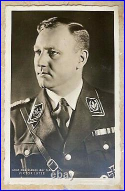 ORIGINAL WW2 GERMAN STABSCHEF VIKTOR LUTZE PHOTO POSTCARD RPPC c1942