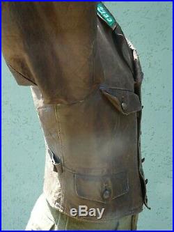 Old original German Sturm 4 leather jacket military motorcycle coat Horsehide