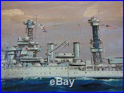 Oliver Houston Painting, Signed Original, Uss Tennessee, Oil On Canvas, 1936